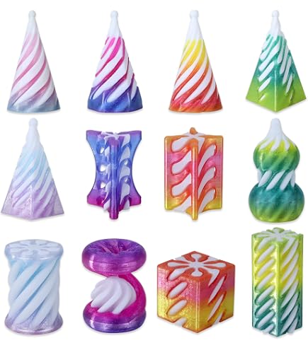 Xlwen – Set De 3 Jouets Fidget En Spirale – Cône, Pyramide, Cylindre – Impression 3D PLA – Anti-stress – Léger