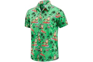 EUOW Men's Hawaiian Shirt Short Sleeve Printed Button Down Summer Beach Dress Shirts