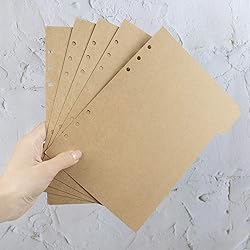 AUEAR, 3 Sets A5 Kraft Paper Divider 6 Holes Ring