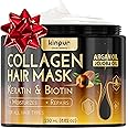 Hair Repair Mask with Collagen, Biotin, Argan Oil - Moisturizing Treatment for Dry, Damaged, Split Hair, Hair Loss, and Heat & Color Protection
