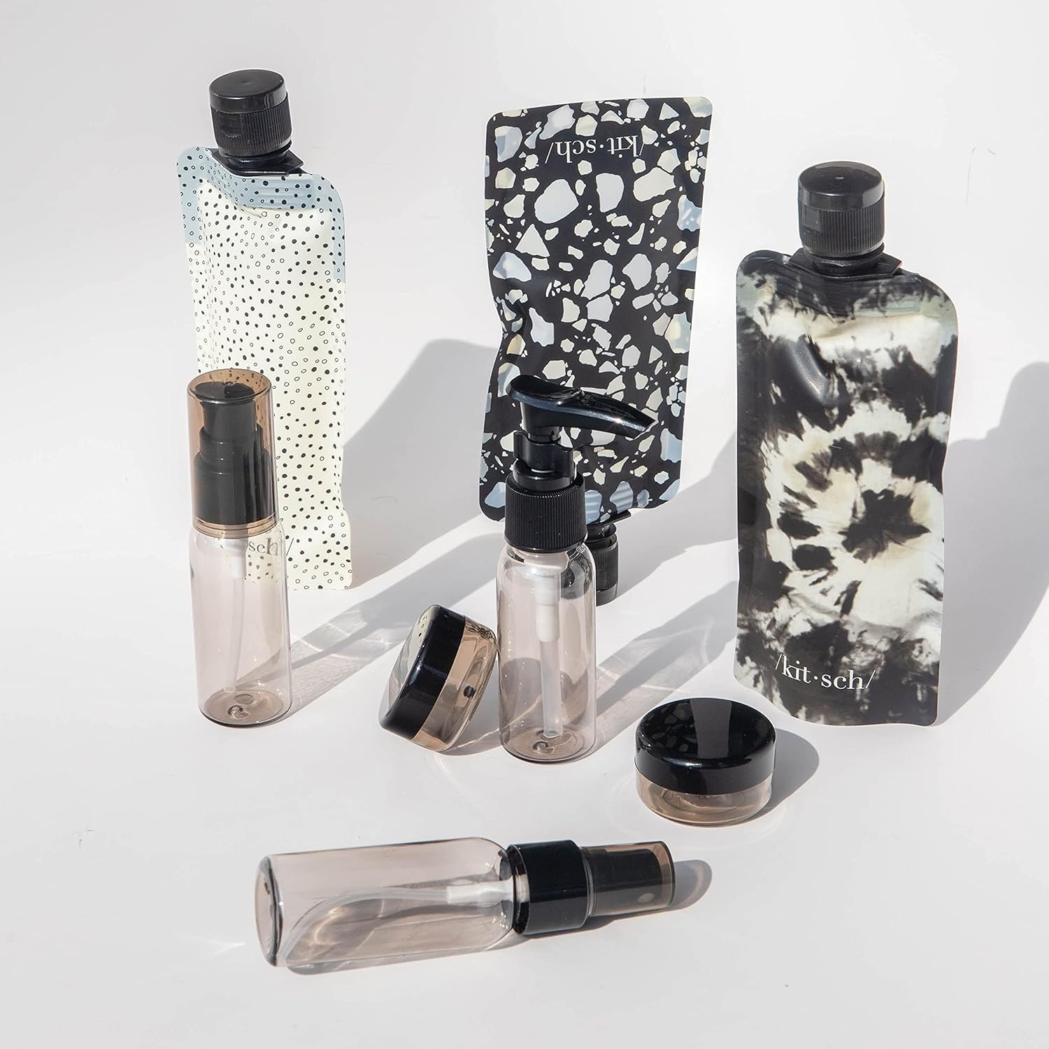 Kitsch Ultimate Travel Bottles Set, Travel Containers - 11pcs (Black & Ivory): Kitchen & Dining