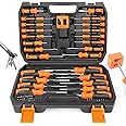 Amartisan 86-Piece Magnetic Screwdrivers Set with Case, Includs Slotted, Phillips, Hex, Pozidriv,Torx and Precision Screwdriver Set, Magnetizer Demagnetizer Tools, Tools for Men