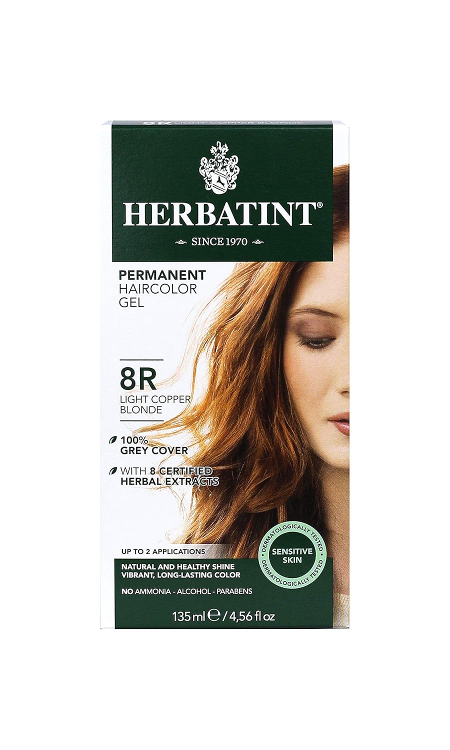 Herbatint Permanent Herbal Haircolor Gel #8r Light Copper Blonde - 4.56 Oz