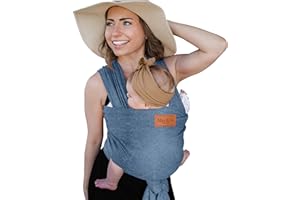 Baby Wrap Carrier - Premium Cotton Baby Carrier Wrap for Newborn to Toddler- Infant Carrier- Baby Holder One Size Fits All with Front Pocket (Grey) by Max&so