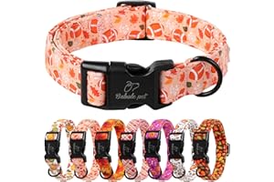 Babole Pet Fall Dog Collar, Cute Football Pattern Puppy Collar, Orange Adjustable Cotton Holiday Tanksgiving Dog Collars for Small Medium Large Boy&Girl Dogs M