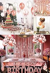 AIBEE 56pcs Rose Gold Birthday Party Decorations with Balloons & Banners view 4