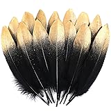 Larryhot Dipped Gold & Black Goose Feathers for