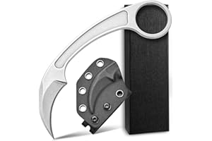 Ccanku C1102 Fixed Blade Knife,D2 Blade Stainless Steel Handle EDC Fixed Knife with K Sheath for Outdoor,Hunting,Survival(Silver)