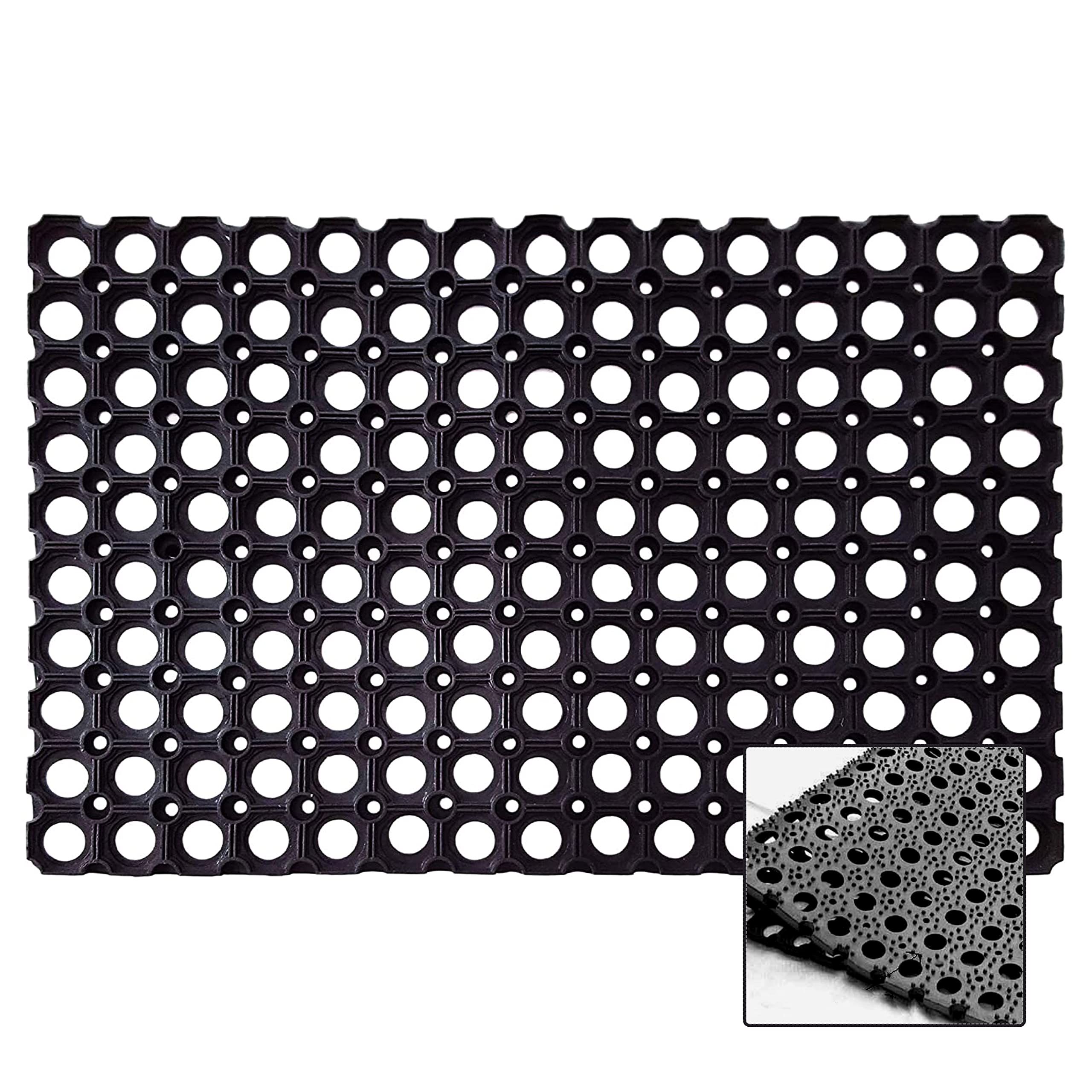 Milosc Rubber Ring Hollow Mat - Outdoor/Indoor Entrance Floor Safety Mat for Kids Playground & Garden - Anti-Fatigue, Non-Slip, Washable (40 x 60 cm)
