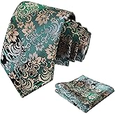 Alizeal Mens 3.15'' Gradient Leaf Pattern Tie Set with Pocket Square Casual Tie Set