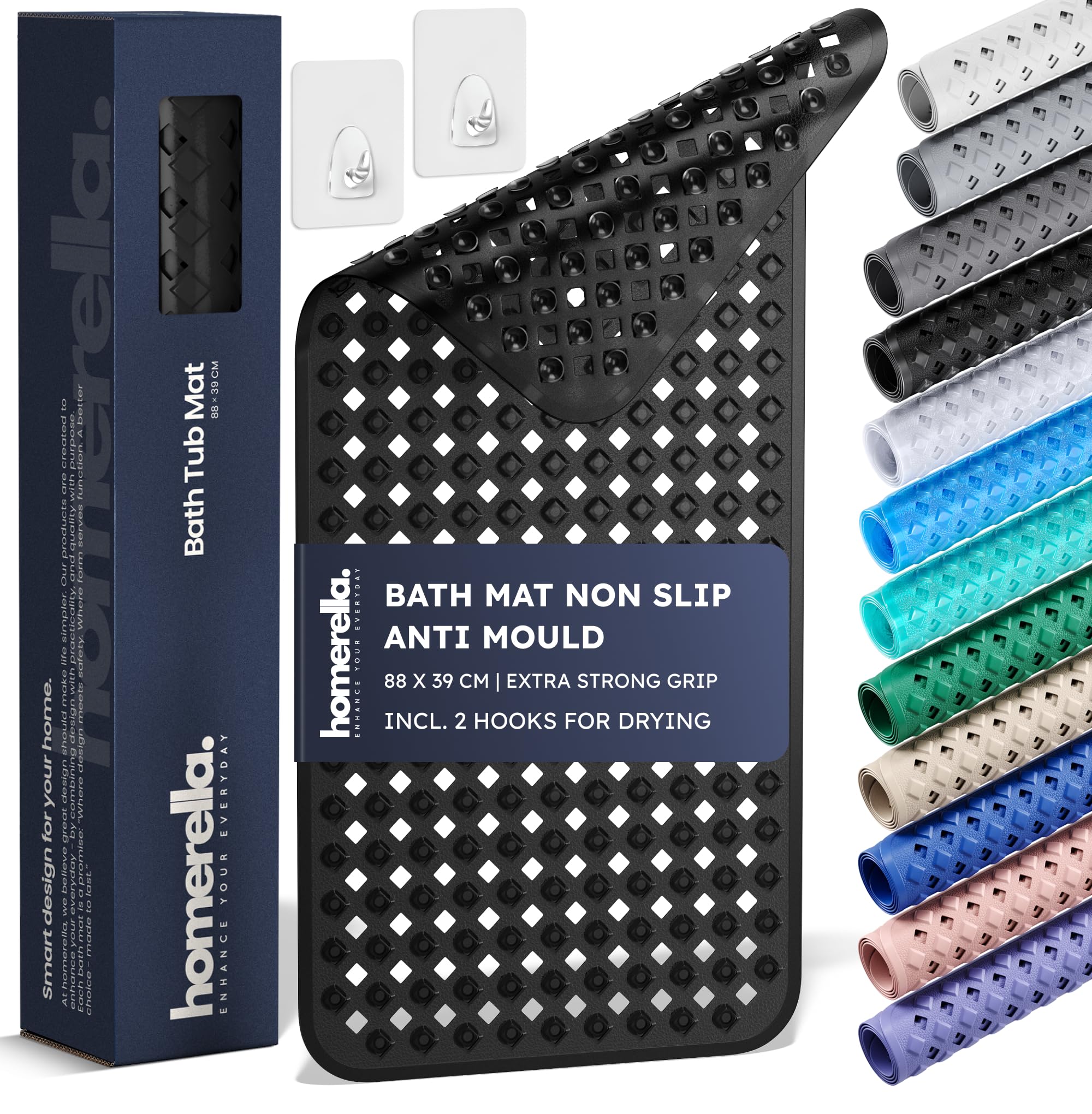 Bathtub Mat Non Slip Anti Mould 88x39cm - homerella® Shower Mat Machine Washable & BPA free, Shower Mat Non Slip Anti Mould, Anti Slip Bath Mat, Shower Mats for Inside Shower and Tub — image 1