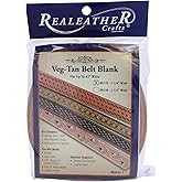 Realeather BS150-00 Tooling Belt Strips, Blank Leather Strap with Pre Cut Buckle Slots, 1.5" W X 42" L, Natural, 1-Piece