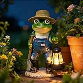 QMYPEACE Solar Frog Garden Decor 11'' Outdoor Statue with Lantern Gift Idea Light Decorations for Yard Garden Patio Mom Gift