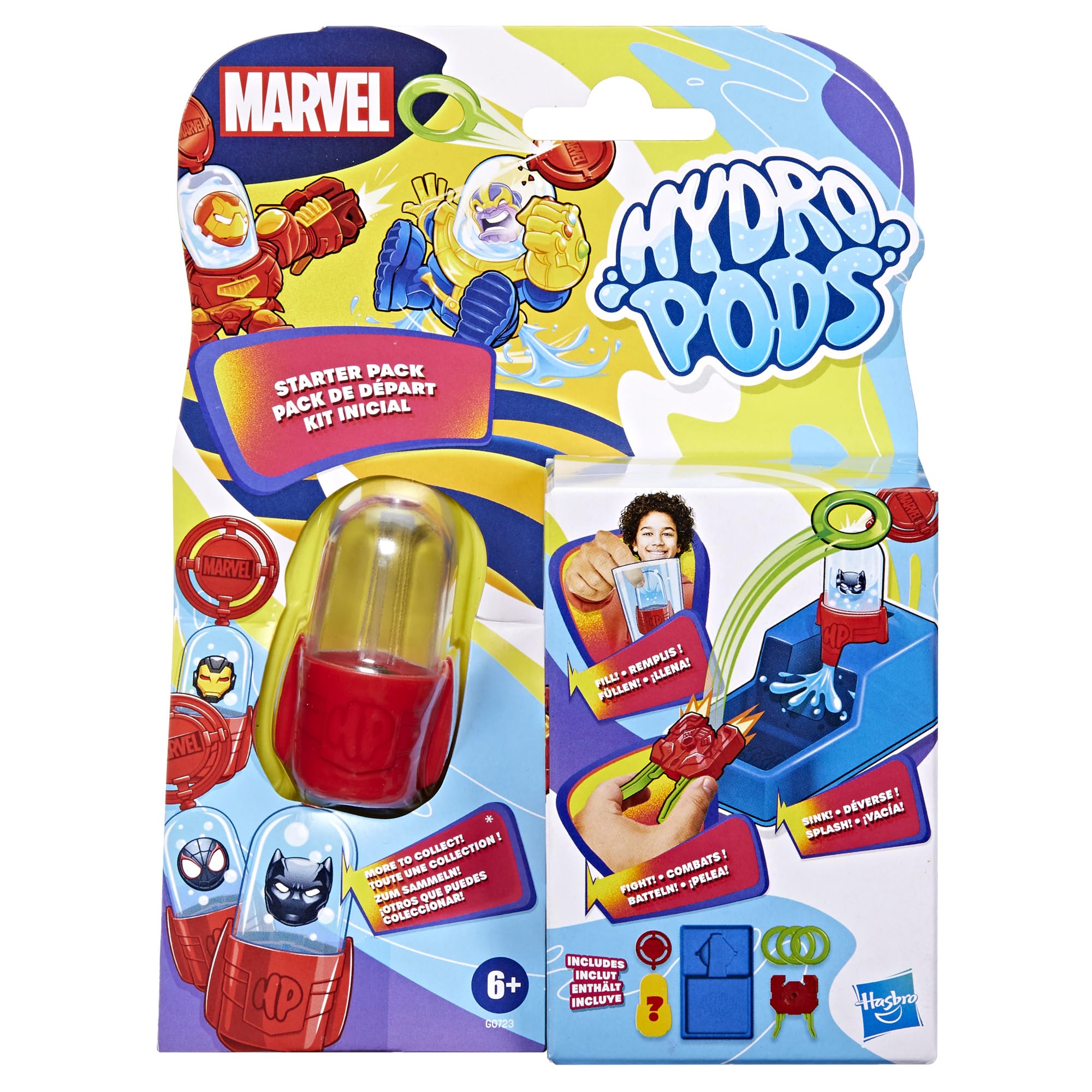 Hydro Pods Marvel Starter Pack, Water Activated Battle Toy