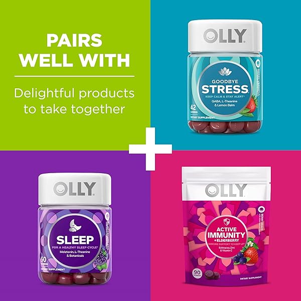 OLLY DAILY ENERGY GUMMY, CAFFEINE FREE, VITAMIN B12, COQ10, GOJI BERRY, ADULT CHEWABLE SUPPLEMENT, TROPICAL FLAVOR – 120 COUNT POUCH