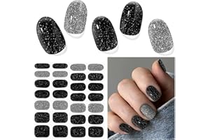 DUKASOU Semi Cured Gel Nail Strips (Dancing Queen), 28 pcs UV Gel Nail Stickers for Women Work with Any UV Lamps, Salon Quality Nails Wraps for Home DIY Nails Art
