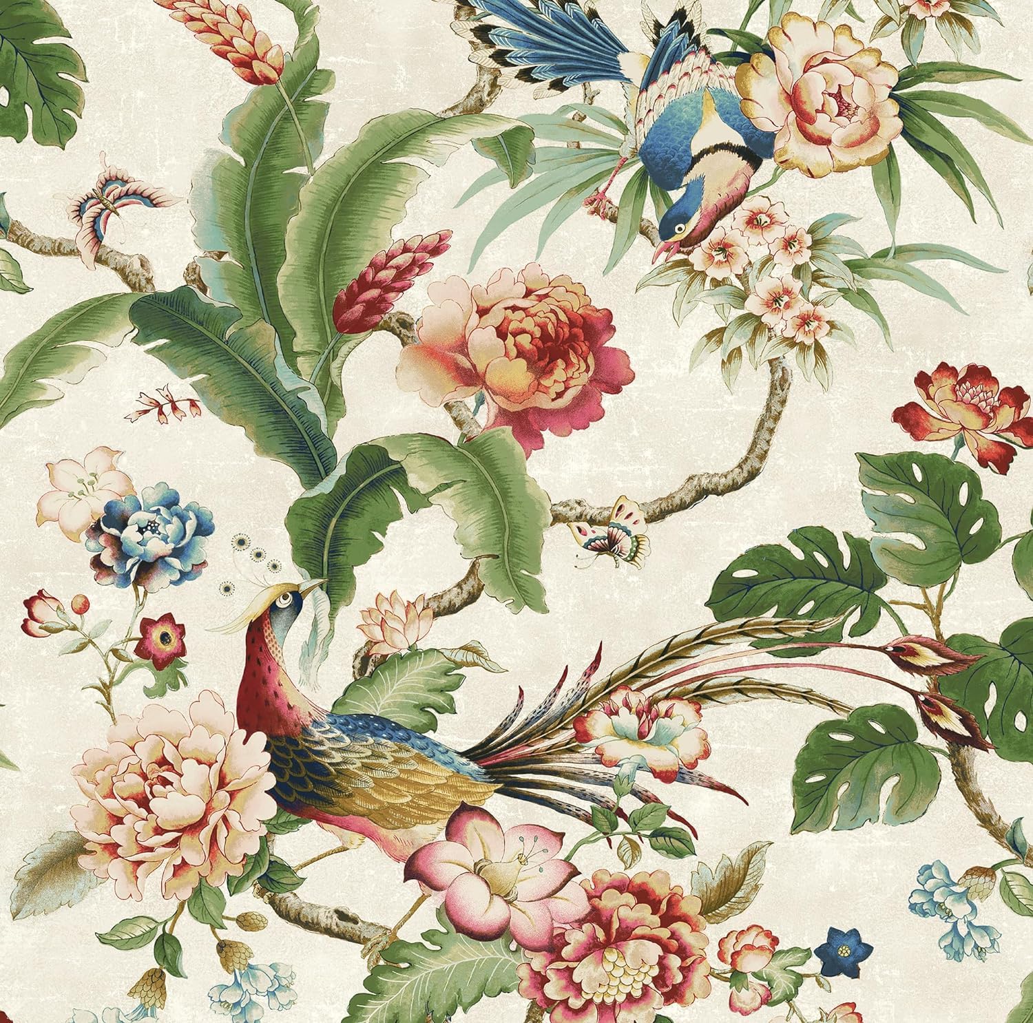 Photo 1 of Surface Style - Peel and Stick Wallpaper, Floral Wallpaper for Bedroom, Powder Room, Kitchen, Self Adhesive, Vinyl, 30.75 Sq Ft Coverage (Passerine Pavilion Collection, Gardenia)