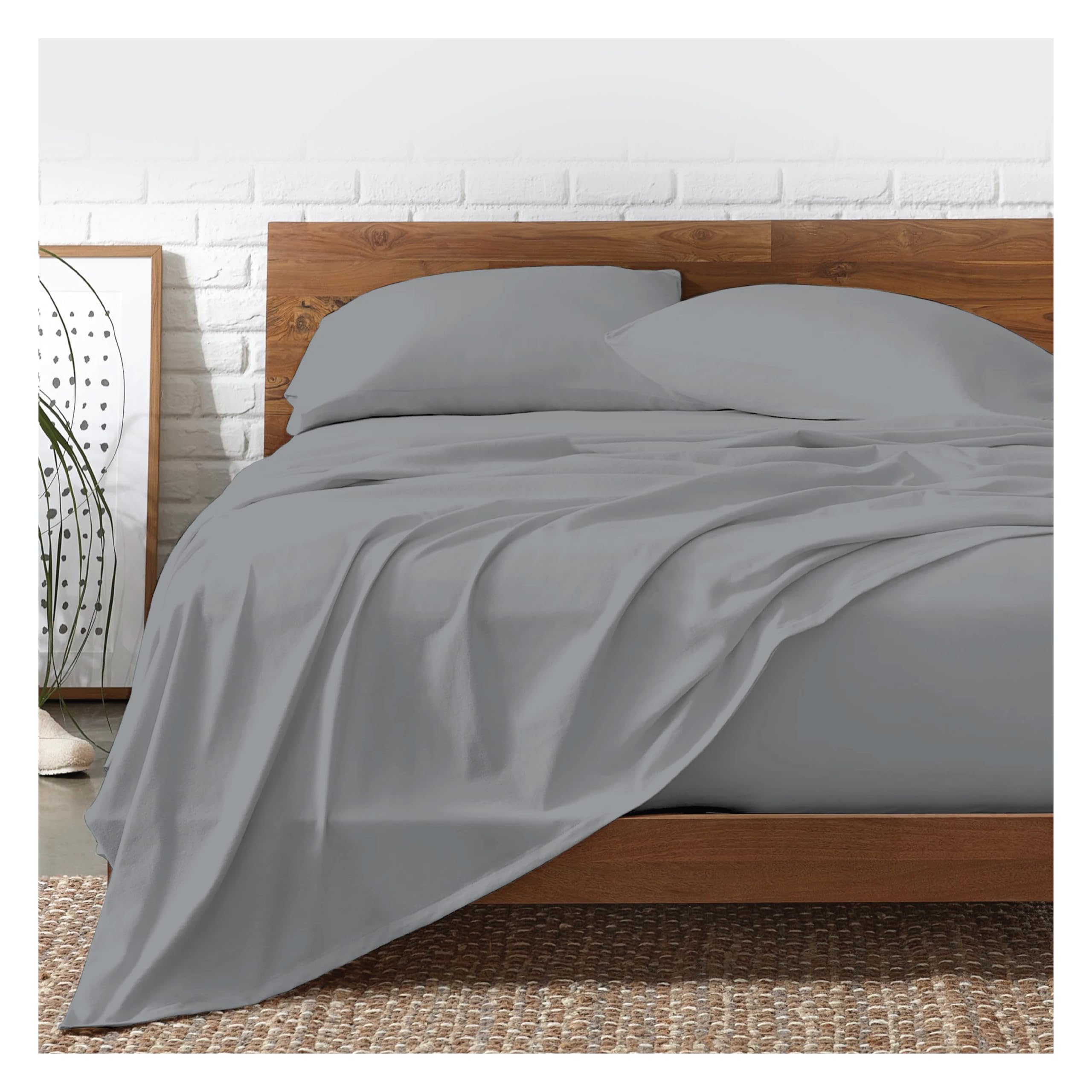 Funky Gadgets 100% Egyptian Cotton King Size Flat Sheet, Grey 300 Thread Count Bed Sheets Luxury Breathable Bedding & Linen (Grey Sheet)