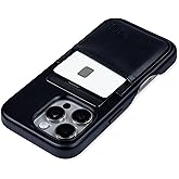 Dockem Genuine Leather Card Case V2 for iPhone 16 Pro with Camera Control Cutout, Built-in Metal Plate, Stitched-on Wallet with 2 Credit Card Holder Slots (Black, M2GL)