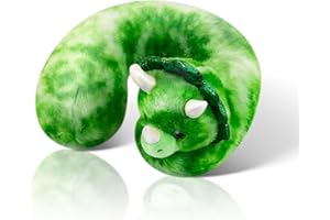 Cloudz Kids Super Soft N' Cuddly Animal Airplane Travel Neck Pillow! Keep Children Comfy and Supported with a Buddy While Traveling or just Resting at Home - Green Dino