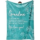 Grandma Gifts, Birthday Valentines Day Gifts for Grandma from Grandkids, to My Grandmother Soft Throw Blanket 50" x 60", Teal