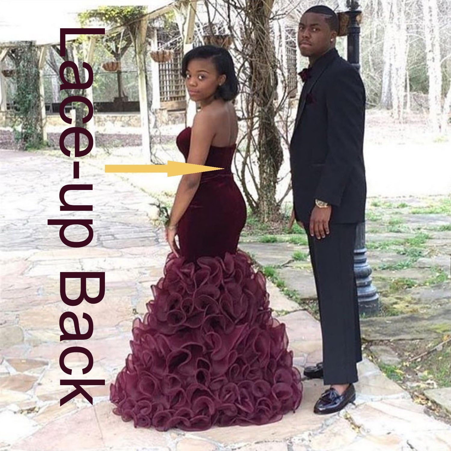 burgundy velvet mermaid prom dress