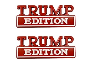 ZCLZZRS 2 Pack Trump Edition Emblems,Trump Car Decal 3D Raised Metals Letters Bumper Funny Sticker,for All Kinds of Cars,Motorcycle,Truck,RV,SUV,Body,Door Decor (Trump, Red-White)