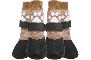 KOOLTAIL Anti Slip Dog Socks - Outdoor Dog Boots Waterproof Dog Shoes Paw Protector with Strap Traction Control for Hardwood Floors