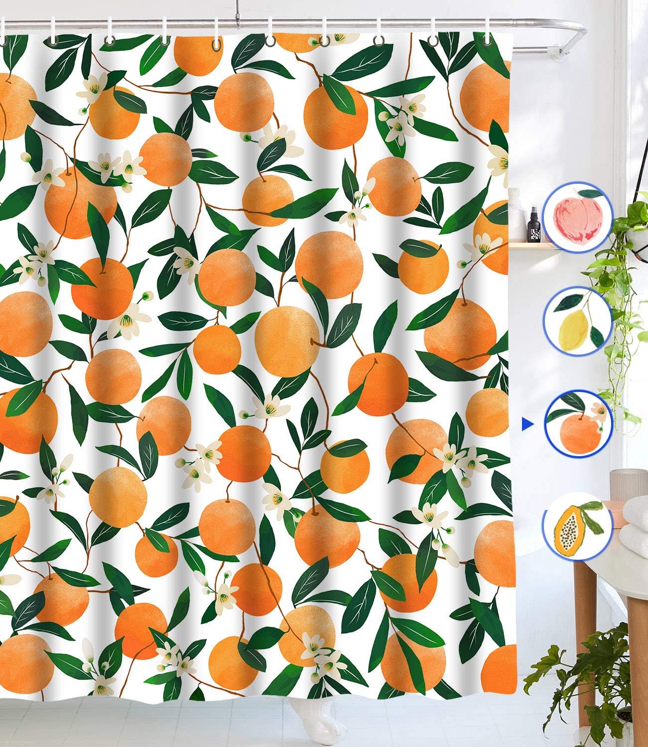 Amazon Com Lifeel Orange Shower Curtains Allover Fruits Shower