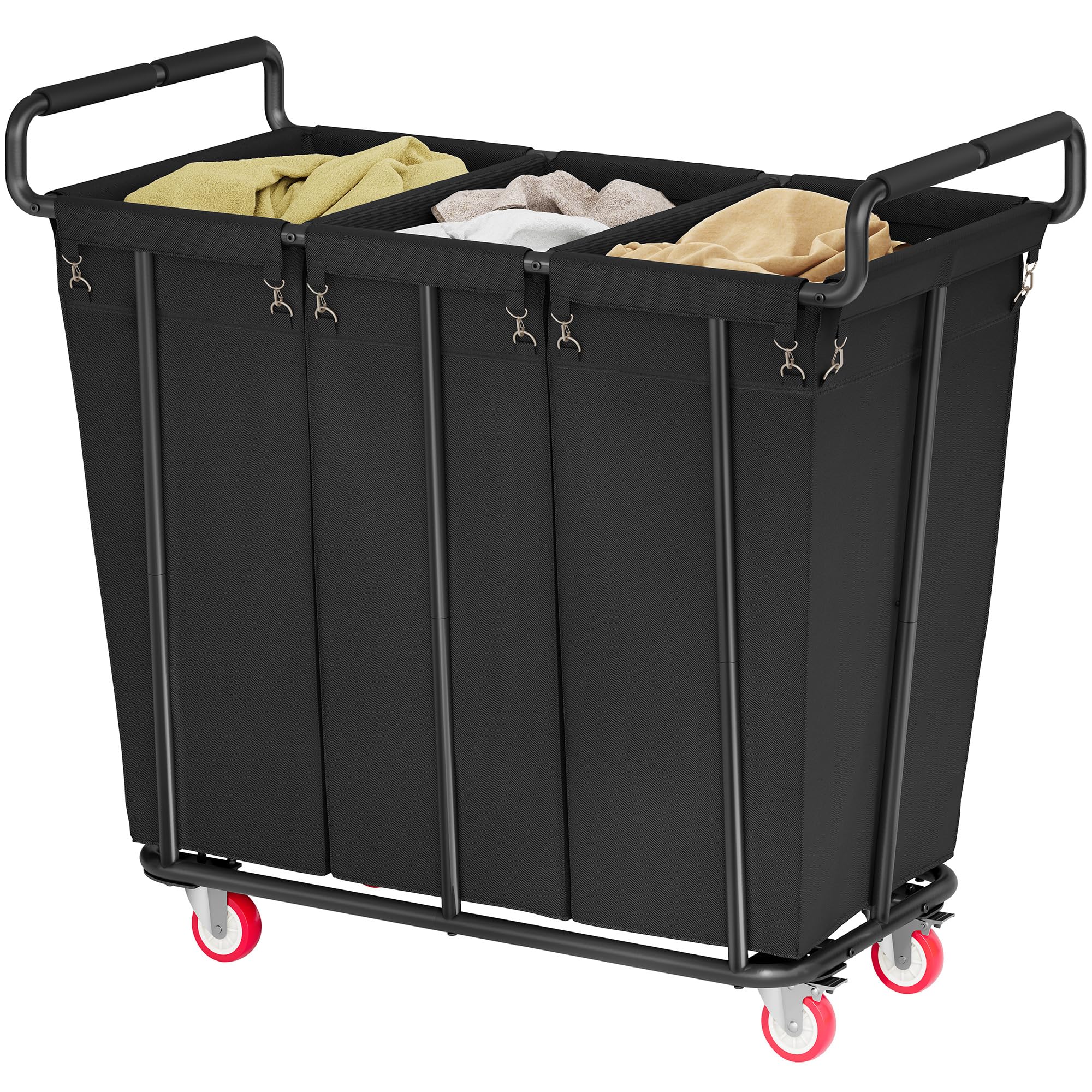 Photo 1 of Gewudraw Large laundry hamper with Wheels, 360L 3 Bag Big Rolling Laundry Hamper Sorter Cart, Extra Large Laundry Clothes Hamper, Heavy Duty Laundry Basket Organizer for Laundry Room,Bathroom,Black