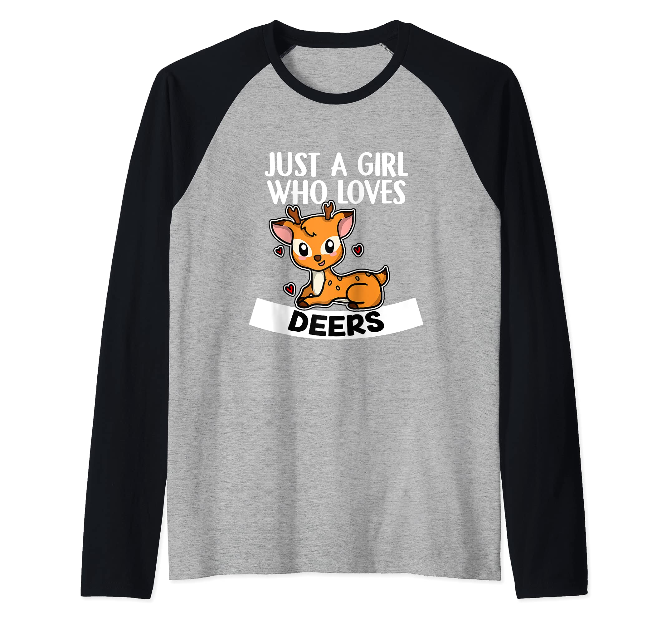 Just A Girl Who Loves Deers Cute Fawn Deer Costume Raglan Baseball Tee