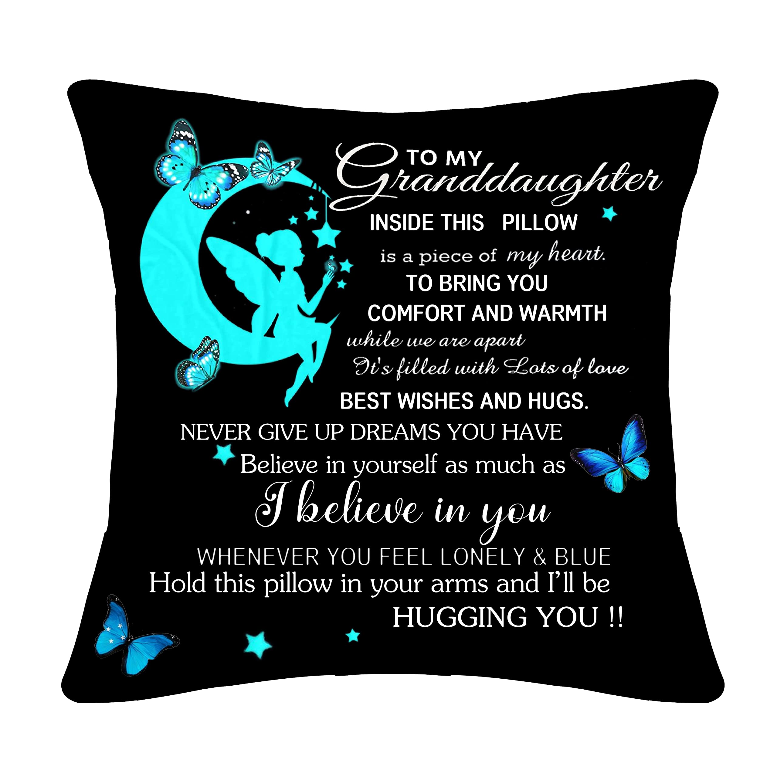Bommex Granddaughter Grandma Grandad Cushion Cover Throw Pillow Cover Pillowcase from Grandmother Grandfather Birthday Gifts