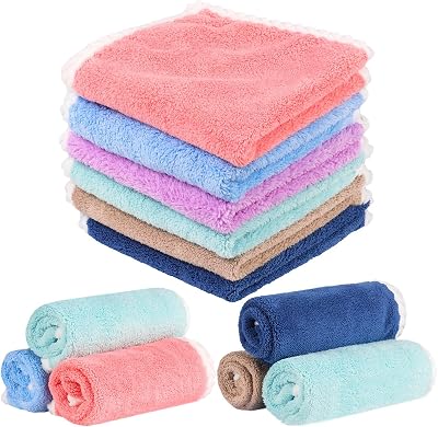 FRIUSATE Face Flannels Pack of 6 30x30 cm Coral Fleece Baby Wash Cloths