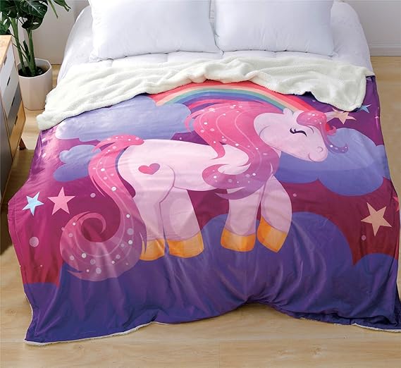 Kids Throw Blanket Girls Unicorn Blanket Cute Fleece Sherpa
