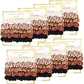 8 Pack Satin Scrunchies - Soft Hair Ties for Bachelorette Party Favors and Bridesmaid Proposal Gifts (Ivory, Rose Gold, Gold, Wine, Black)
