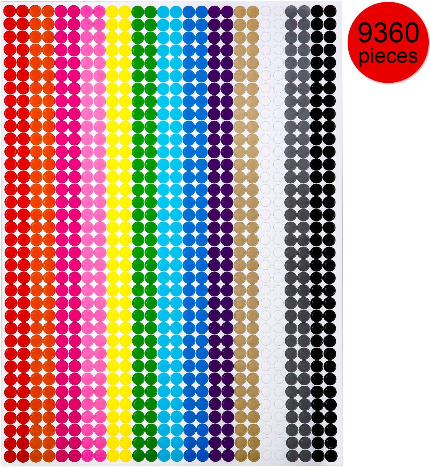 Boao Colored Round Dot Stickers Circle Dot Labels, Neon Colors Labels