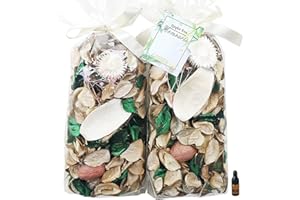 Qingbei Rina White Potpourri Bags, Jasmine Scented Potpourri Bowl Filler,Spring Decorative Dried Flowers Petal,Home Fragrance Sachet,Bathroom Decor,8.4 oz/2 Bags