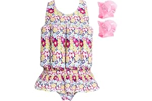 Summshall Baby Girls Swimsuit with Floatation Toddler One Piece Swimsuits Kids Swim Vest Swimwear Float Suit