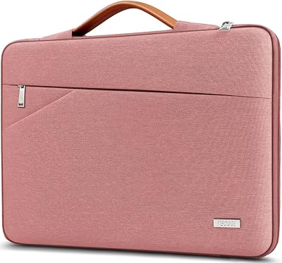 TECOOL 14 Inch Laptop Sleeve Case Pink with Handle and Pockets