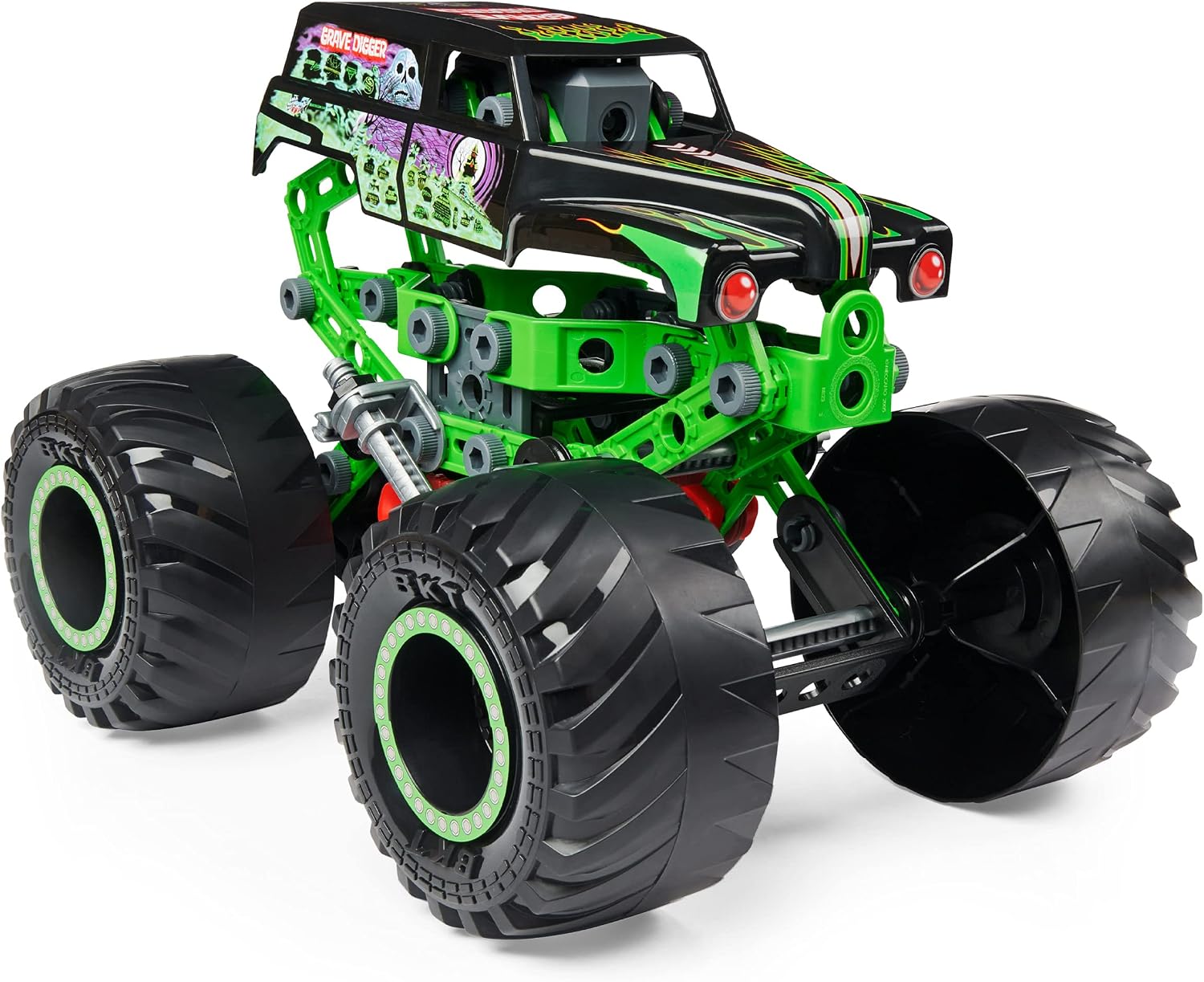 MECCANO Junior, Official Monster Jam Grave Digger Monster Truck STEM Model Building Kit with Pull-back Motor - Image 3