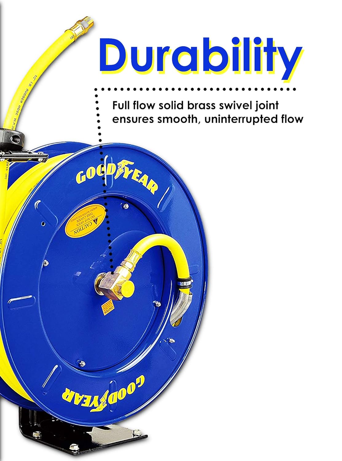 GOODYEAR Air-Hose-Reel Retractable 3/8" Inch x 50' Feet Long Garage Essential Premium Commercial SBR Hose Max 300 Psi Steel Construction Heavy Duty Spring Driven: Industrial & Scientific