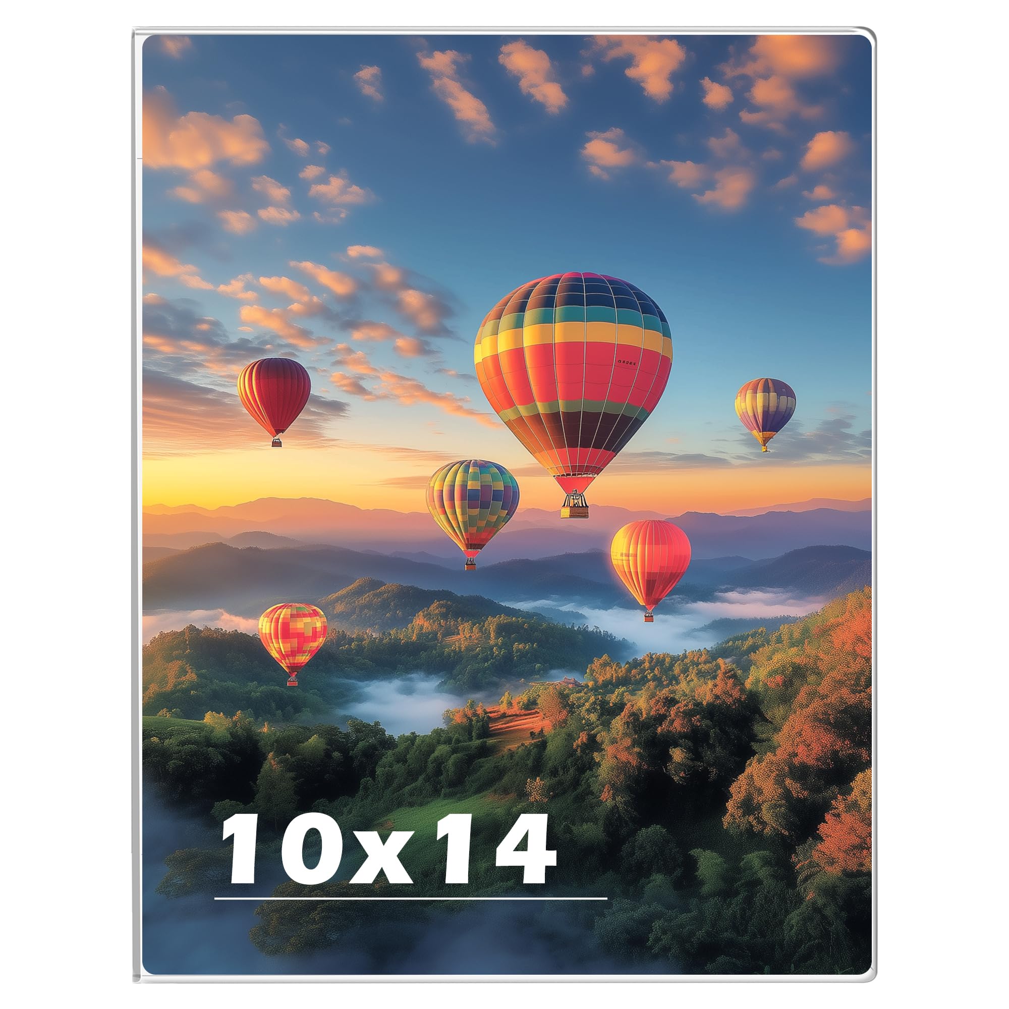 Photo 1 of 10 x 14 Acrylic Picture Frame, Horizontal/Vertical Clear Photo Frame for Wall with Tape, No Drilling Floating Hanging Frameless Picture Frame, Wall Mount Sign Holder for Home, School, Office