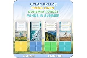 SCENTORINI Wax Melts Wax Cubes, Soy Wax Cubes for Wax Warmer, Ocean Breeze, Fresh Linen, Bohemia Forest, Winds in Summer, 4 x 2.5 oz