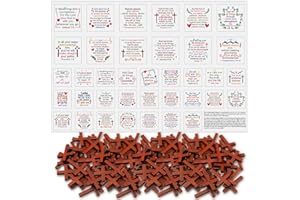 FANFANWIN Pocket Prayer Quilt Panel Squares with Small Wooden Crosses Mini Scripture DIY Pocket Prayer Quilt for Friend Family Religious Spiritual Gift Christmas Stocking Stuffers Gifts(Classic,Brown)