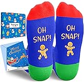 HAPPYPOP Christmas Gifts for Kids - Gingerbread Socks for Teen Adult with Greeting Card