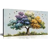 Kepgonegu Large Tree of Life Wall Art for Living Room Landscape Canvas Prints Colorful Butterfly Art for Bedroom Home Office Size 20x40