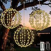 LSHXINXX Christmas Ball Lights 3 Pack 12-Inch 84 LED, Warm White 8 Modes with Remote Timer and Hooks, Waterproof Sphere Lights for Garden, Patio, Trees