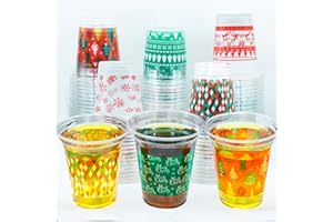 Decodinli 48 PCS 14 OZ Christmas Cups Disposable Christmas Party Decorations Supplies Winter Xmas Party Plastic Cups Winter D