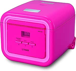 Tiger JAJ-A55U PP 3-Cup (Uncooked) Micom Rice Cooker with Slow Cook, Steam, &amp; Cake Bake, Passion Pink