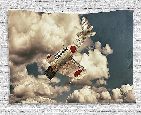 Amazon Co Jp Gudojk タペストリー 飛行機タペストリー 古い学校の飛行機 雲の間を飛ぶモデル 航空旅行 イラスト 壁掛け リビングルーム 寮用 130cmx150cm ホーム キッチン